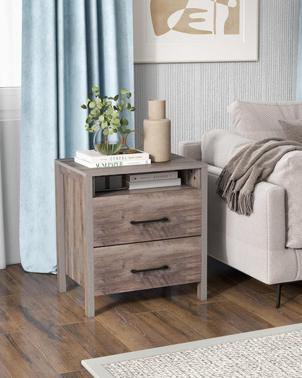 Giantex Farmhouse Nightstand, Rustic Wood Bedside Table