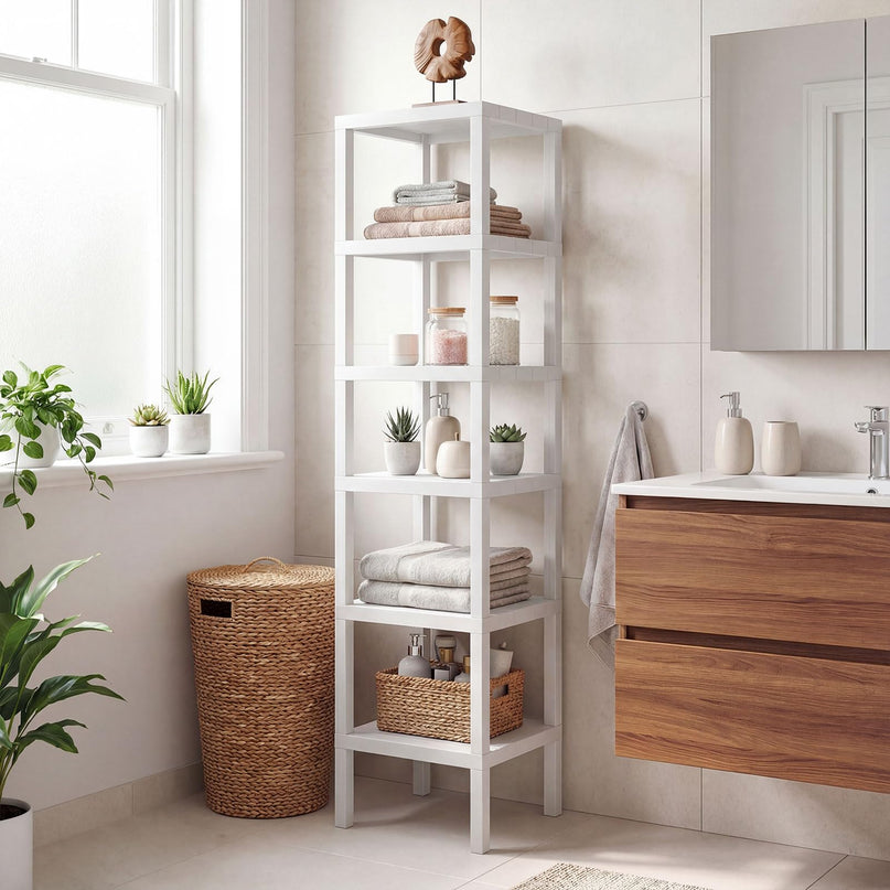 Giantex 6-Tier Plastic Modular Storage Shelves | Open Display Utility Shelving Unit