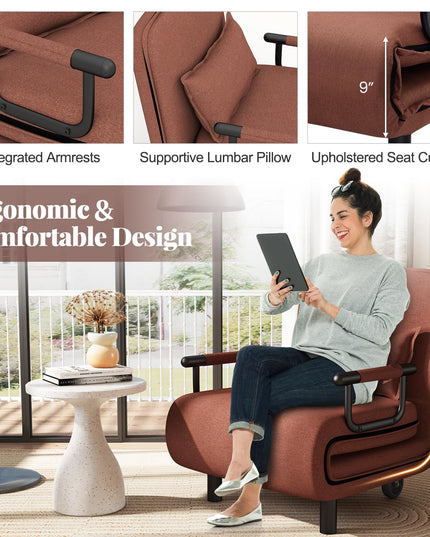 Giantex Convertible Sofa Bed, 3-in-1 Folding Sleeper Chair with 5-Position Adjustable Backrest