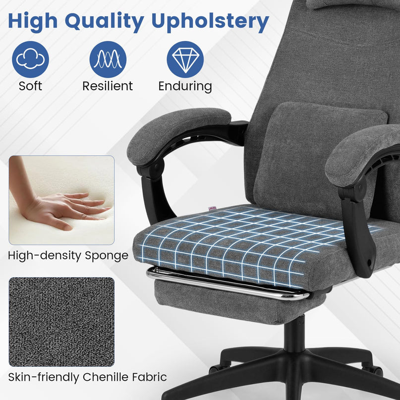 Giantex Reclining Office Chair with Padded Linkage Armrests