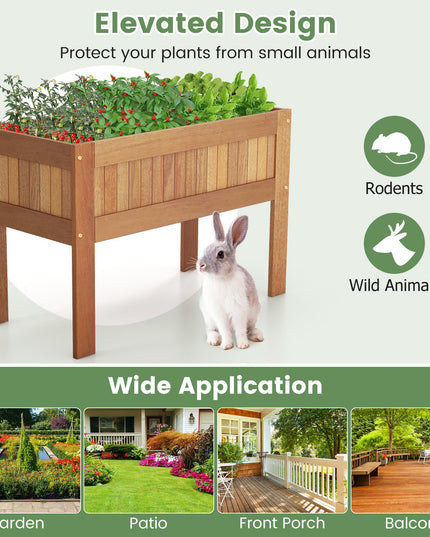 Giantex Wooden Raised Garden Bed, Solid Wood Elevated Planter Box w/Legs, 35”Lx 16”Wx24”H