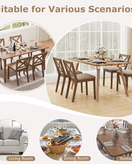 Giantex Wooden Dining Chairs Set of 2/4 with Rubber Wood Legs