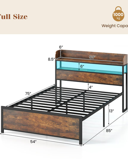 Cadre de lit double Giantex avec tête de lit de rangement