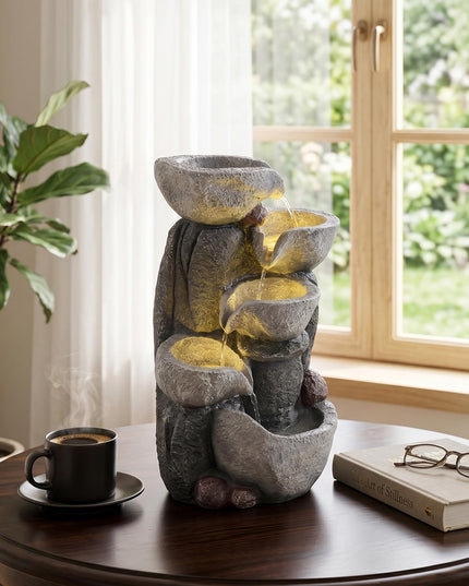 Giantex 5-Tier Outdoor Water Fountain with Lights