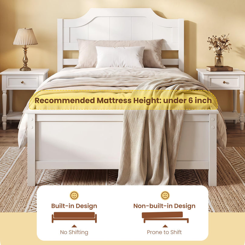 GIANTEX Twin/Full/Queen/King Size Wooden Bed Frame with Headboard