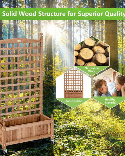 Giantex Mobile Plant Raised Bed with Lattice Trellis and Wheels