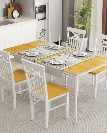 Giantex Wooden Dining Chairs Set of 2/4, Kitchen Chairs w/Rubber Wood Frame, High & Curved Slatted Backrest, Modern Armless Chairs