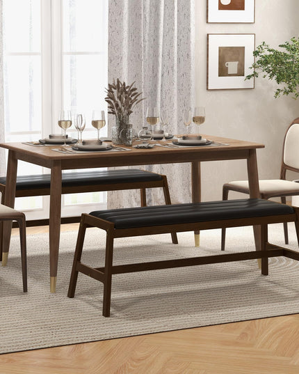 Giantex Upholstered Wood Dining Bench, 50" Entryway Bench w/Padded Seat & Solid Rubber Wood Frame