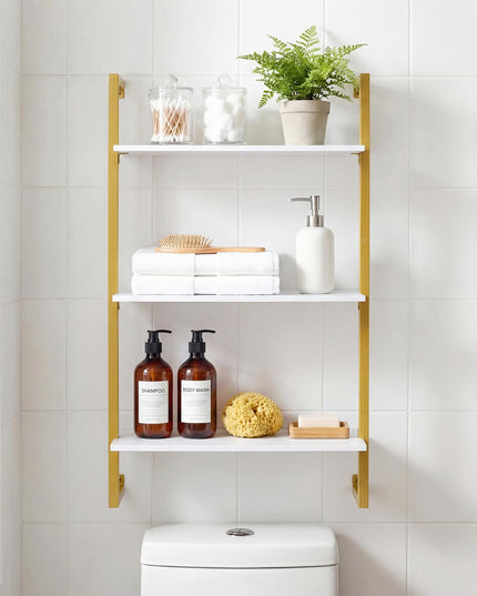 Giantex 3-Tier Wall-Mounted Bookshelf with Metal Frame (1/2)