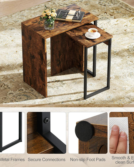Giantex Nesting Coffee Table Set of 2 with Sturdy Metal Frames