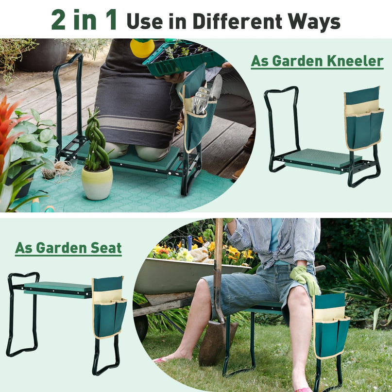 Giantex Garden Kneeler & Seat Folding Gardening Stool Holds 330 LBS