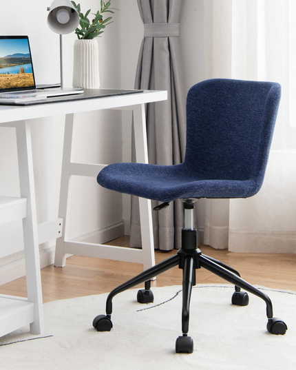 Giantex Home Office Chair with Wheels, Mid-Back Swivel Computer Chair Rolling Adjustable Linen Leisure Chair