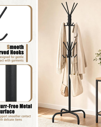 GIANTEX Metal Coat Rack Freestanding with 16 Hooks & 4 Legs
