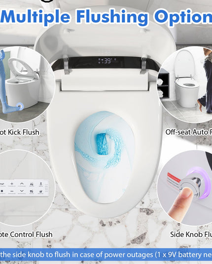 Giantex Smart Toilet, Bidet Toilet Seat Elongated with 1.28 GPF Dual Auto Flush