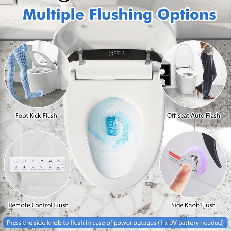Giantex Smart Toilet, Bidet Toilet Seat Elongated with 1.28 GPF Dual Auto Flush