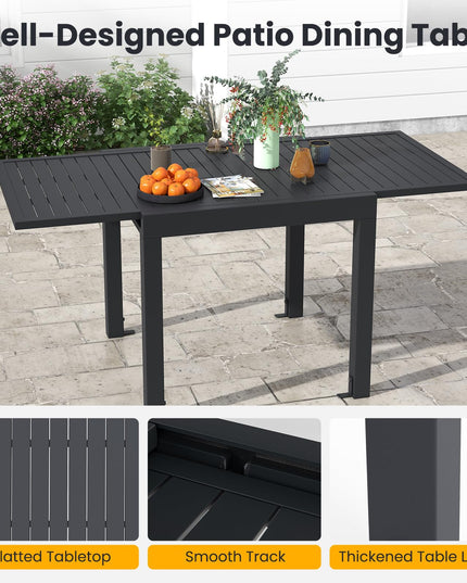 Giantex Expandable Patio Table, 31.5”-63” Extendable Aluminum Dining Table for 4-6 People