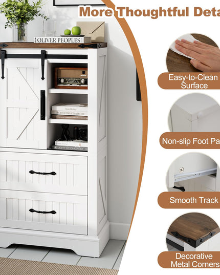 Giantex Bathroom Storage Cabinet w/Sliding Barn Door for Living Room