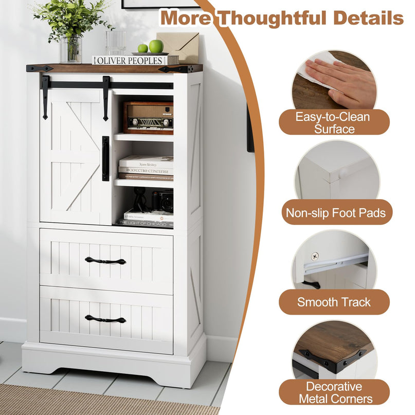 Giantex Bathroom Storage Cabinet w/Sliding Barn Door for Living Room