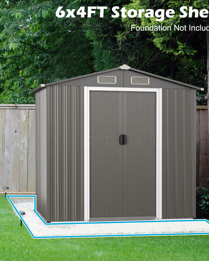Giantex Outdoor Storage Shed 6 x 4 FT, Double Sliding Door