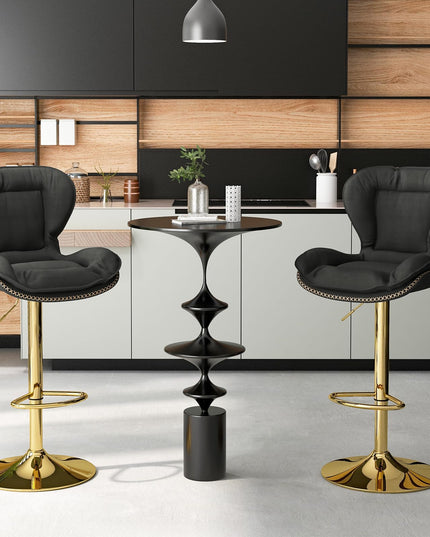 Giantex Adjustable Bar Stool Set of 2, PU Leather Bar Chairs with Padded Seat