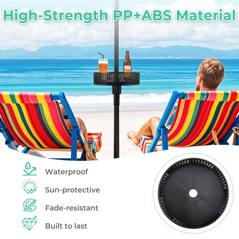 Giantex Portable Outdoor Side Table with Umbrella Hole