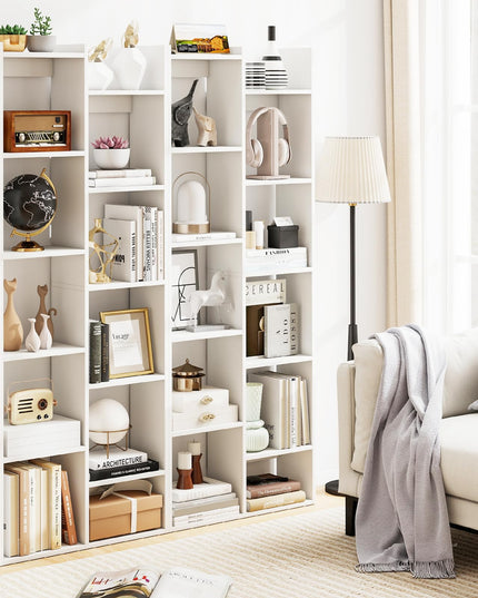 Giantex 11 Tier Bookcase with Staggered Shelves for Home Living Room Office