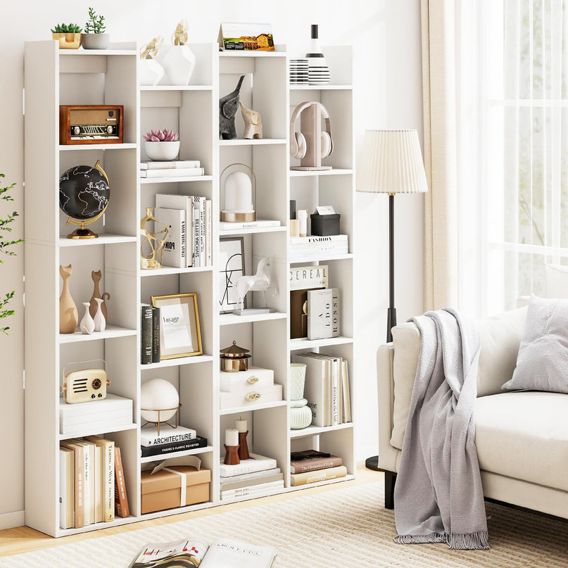 Giantex 11 Tier Bookcase with Staggered Shelves for Home Living Room Office