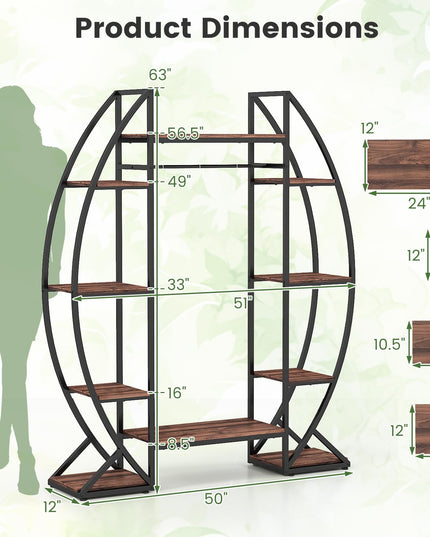 Giantex Plant Stand Indoor with Grow Lights 10-Tier 63" Tall Metal Plant Shelf