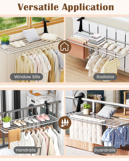 Giantex 37" L Aluminum Hanging Laundry Rack with Adjustable and Foldable Brackets