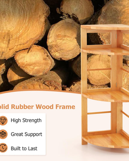 Giantex 4-Tier Corner Shelf, 34" Bookshelf with Rubber Wood Frame, Anti-Toppling Kit