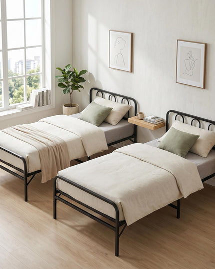 Giantex Foldable Twin Bed Frame with Headboard and Footboard