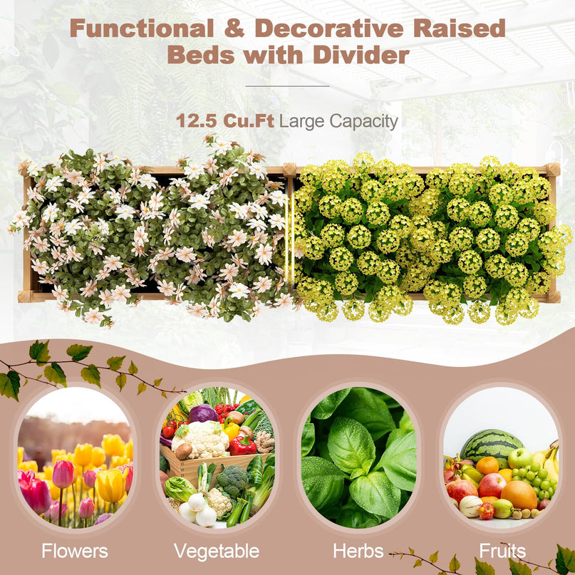 Giantex 89”x23.5”x16” Divisible Planter Box Planting Bed with Corner Drainage