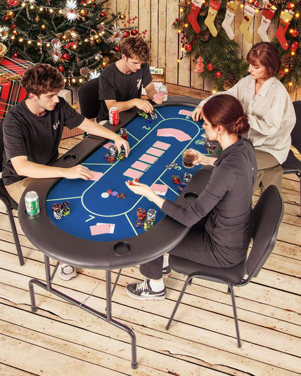 Giantex 72" Poker Table Foldable, 8 Player Folding Card Board Game Table w/ 8 Cup Holders