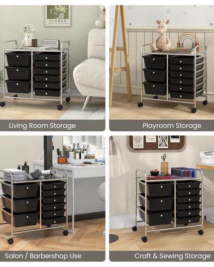 Giantex 9 Drawers Rolling Cart, Classroom Organizers, Storage Cart with Wheels