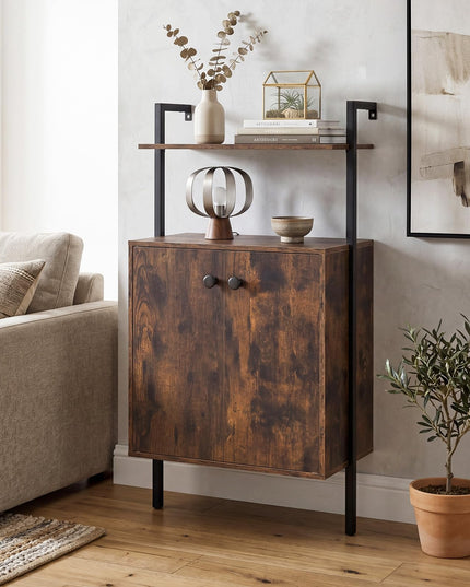 Giantex 38" Tall Industrial Wall Mount Bookshelf with Storage Cabinet (1/2)