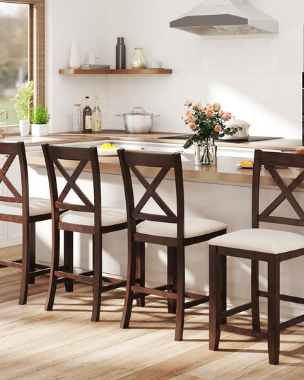 Giantex Farmhouse Counter Height Bar Stools with Footrest