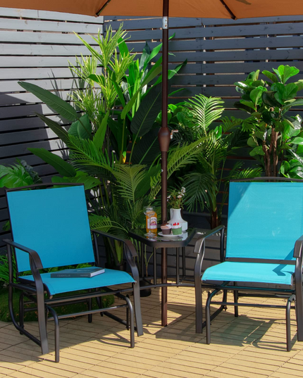 Chaises planeur d'extérieur Giantex avec table et trou pour parasol