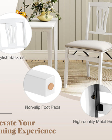Giantex Chaises pliantes de salle à manger, lot de 2/4, chaises de cuisine rembourrées et peu encombrantes