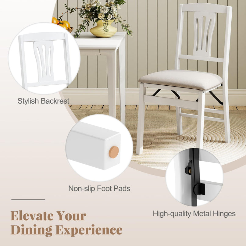 Giantex Folding Dining Chairs Set of 2/4 Space-Saving Upholstered Kitchen Chair