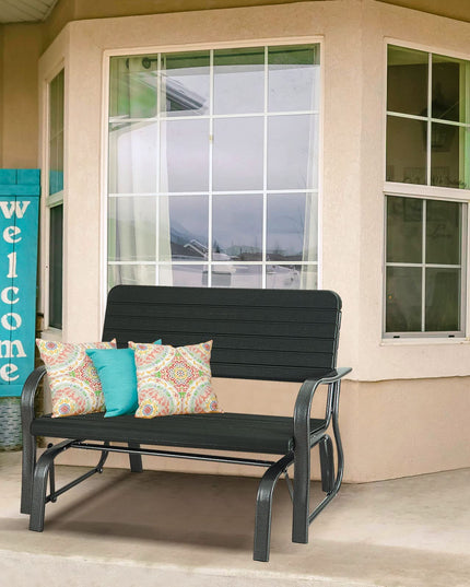 Swing Glider Chair Patio Steel Porch Chair Loveseat Bench for 2 Person