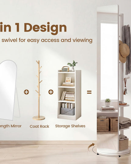 Miroir pleine longueur pivotant Giantex 65,5" avec porte-manteau