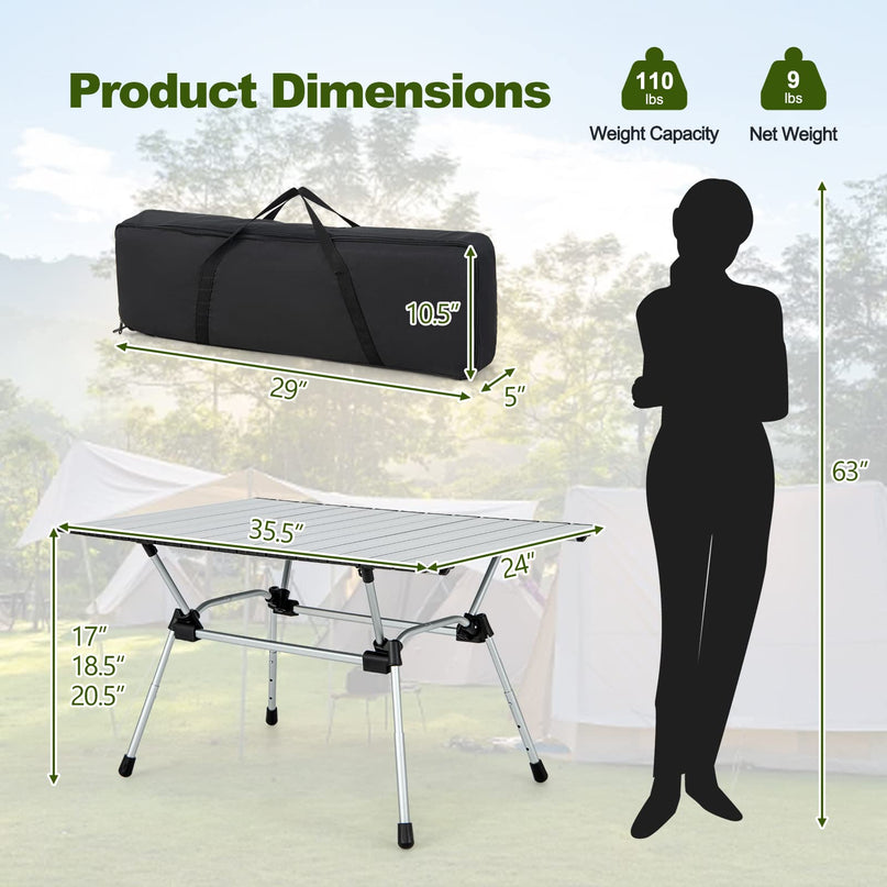 Giantex Folding Camping Table, Heavy-Duty Outdoor Folding Table w/Carry Bag