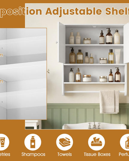 Giantex Bathroom Wall Medicine Cabinet with Towel Bar & Adjustable Shelf
