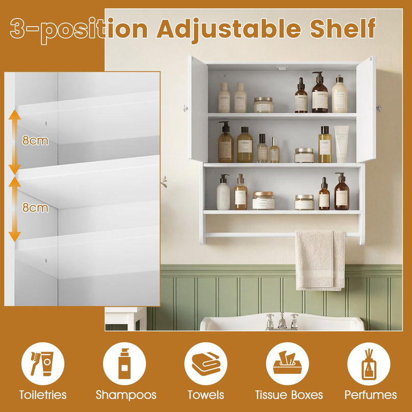 Giantex Bathroom Wall Medicine Cabinet with Towel Bar & Adjustable Shelf
