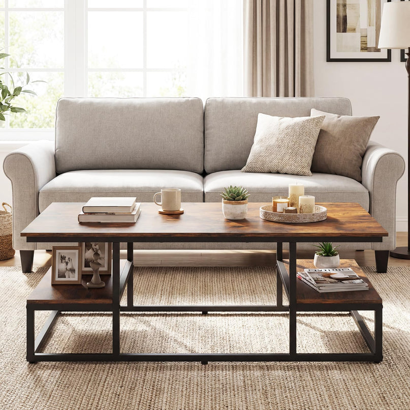 Giantex 43" Rectangular Modern Coffee Table with Storage