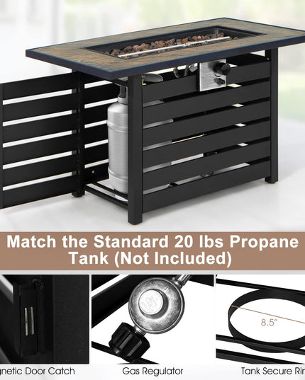 Giantex 42" Propane Fire Pit - 50,000 BTU Rectangular Outdoor Gas Firepit with Lid