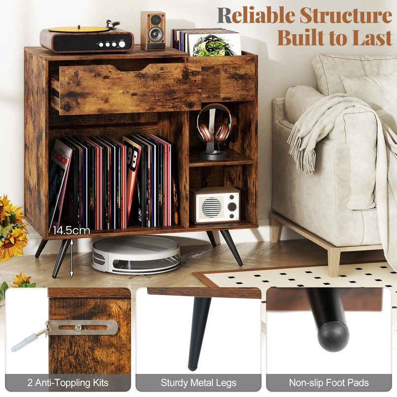 Giantex Large Record Player Stand with Charging Station