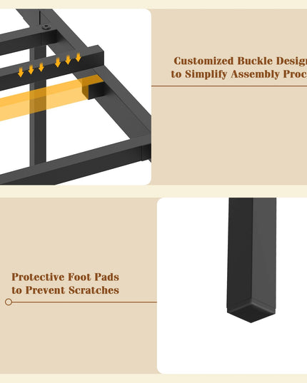 Giantex Bed Frame with Storage Headboard and Charging Station, Industrial Metal Platform Bed