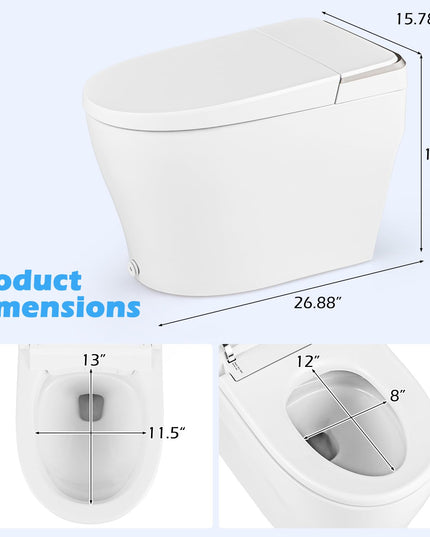 Giantex Smart Toilet with Bidet Built In, Bidet Toilet with Heat, Dryer, Night Light, Auto Open/Close