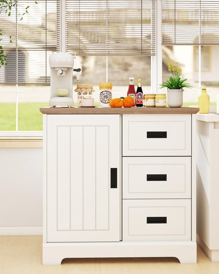 Giantex Small Sideboard Buffet Cabinet with Fluted Sliding Door